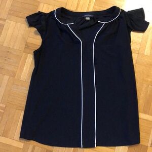 Tommy hilfiger navy top with white detail. Flutter sleeve. Size L. Worn twice